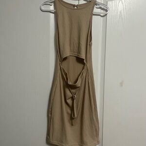 NWT Beige/Tan Ribbed Cutout Dress (Size M/Size 6)
